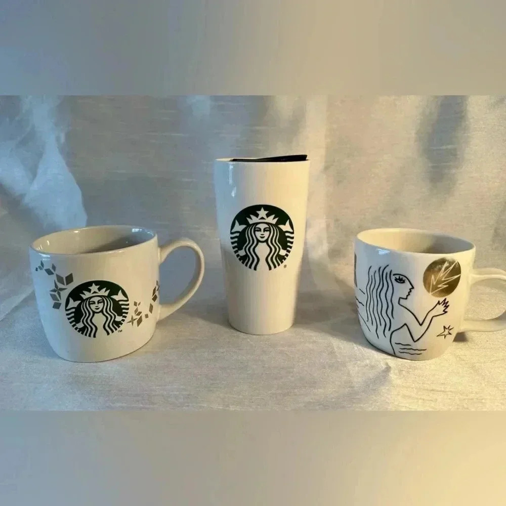 Three Starbucks Collectable Ceramic Cup And Mugs
